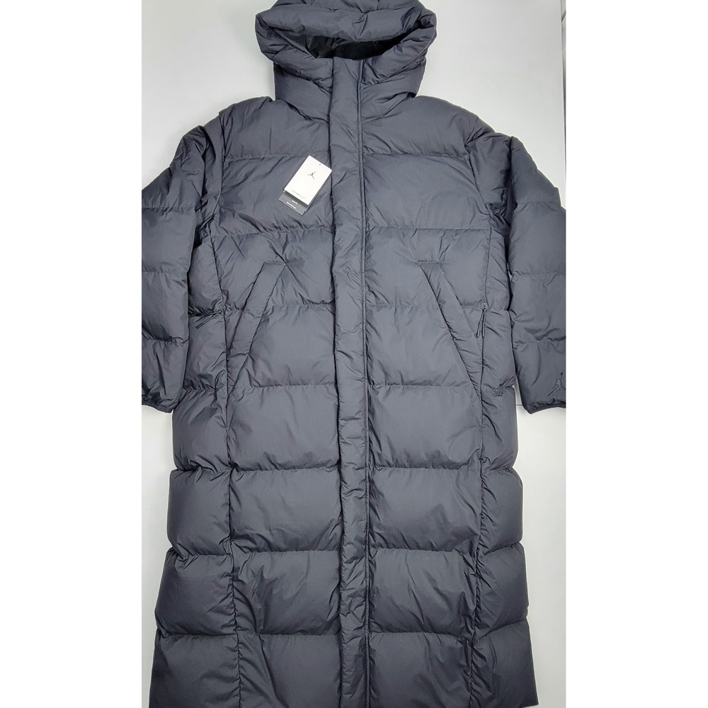 Nike Air Jordan Flight Down Hooded Long Black Parka FV7269-010 Men's Size XL New